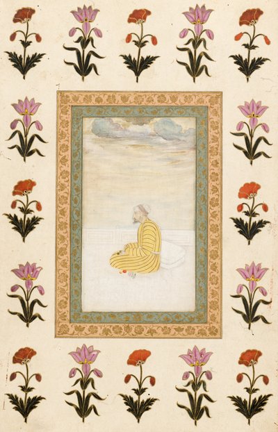 Contemplative Man Seated on a Terrace, 1674-1675 by Mughal School